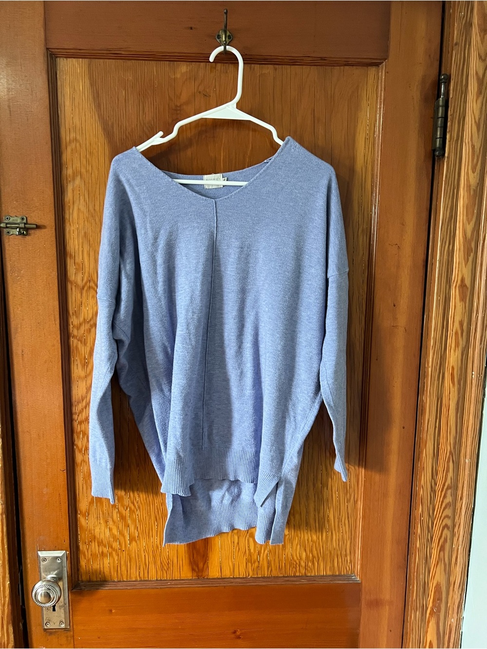 Light Periwinkle V-Neck Knit Sweater - Relaxed Fit
